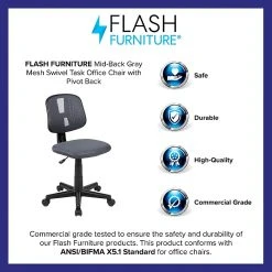 Flash Furniture Fundamentals Nylon Swivel Computer And Desk Chair, Gray (LF-134-GY-GG) -Cheap The Flex Chair Store unnamed file 124