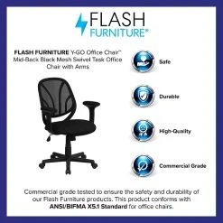 Flash Furniture Mid Back Mesh Computer Task Chair With Arms, Black -Cheap The Flex Chair Store unnamed file 1490
