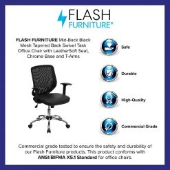Flash Furniture Mid Back Office Chair With Mesh Back And Italian Leather Seat, Black -Cheap The Flex Chair Store unnamed file 1509