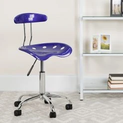 Flash Furniture Chrome Low Back Computer Task Chair With Tractor Seat, Vibrant Deep Blue -Cheap The Flex Chair Store unnamed file 1537