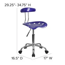 Flash Furniture Chrome Low Back Computer Task Chair With Tractor Seat, Vibrant Deep Blue -Cheap The Flex Chair Store unnamed file 1541