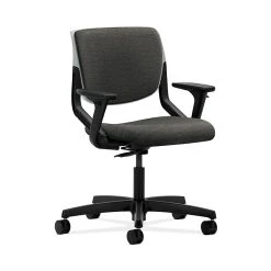 HON HONMT103AI10 Motivate Fabric-Upholster Back Office/PC Chair, Adj. Arms, Platinum Shell, Onyx
