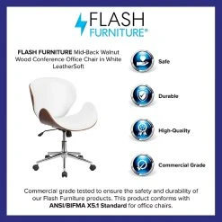 Flash Furniture Mid-Back Walnut Wood Swivel Conference Chair In White Leather (SDSDM22405WH) -Cheap The Flex Chair Store unnamed file 1732