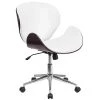 Flash Furniture SDSDM22405MAHWH Mid-Back Mahogany Wood Swivel Conference Chair In White Leather -Cheap The Flex Chair Store unnamed file 1845