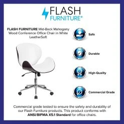 Flash Furniture SDSDM22405MAHWH Mid-Back Mahogany Wood Swivel Conference Chair In White Leather -Cheap The Flex Chair Store unnamed file 1848