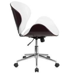 Flash Furniture SDSDM22405MAHWH Mid-Back Mahogany Wood Swivel Conference Chair In White Leather -Cheap The Flex Chair Store unnamed file 1850