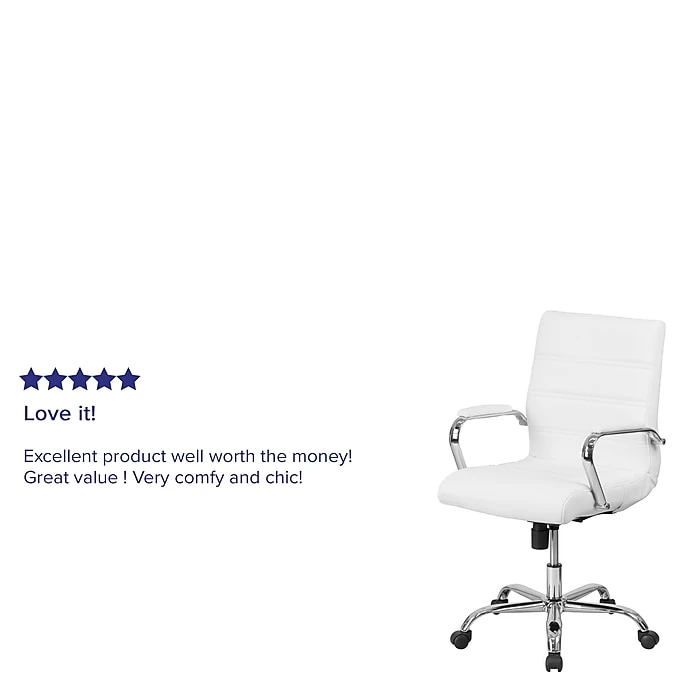 Flash Furniture Mid-Back Leather Executive Swivel Office Chair With Chrome Arms, White (GO-2286M-WH-GG) 7 Flash Furniture Mid-Back Leather Executive Swivel Office Chair With Chrome Arms, White (GO-2286M-WH-GG) - Image 5