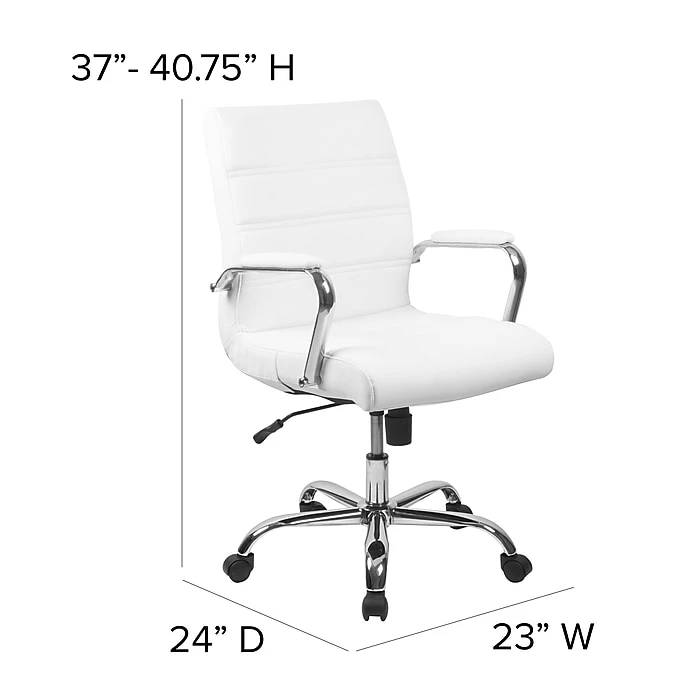 Flash Furniture Mid-Back Leather Executive Swivel Office Chair With Chrome Arms, White (GO-2286M-WH-GG) 9 Flash Furniture Mid-Back Leather Executive Swivel Office Chair With Chrome Arms, White (GO-2286M-WH-GG) - Image 7
