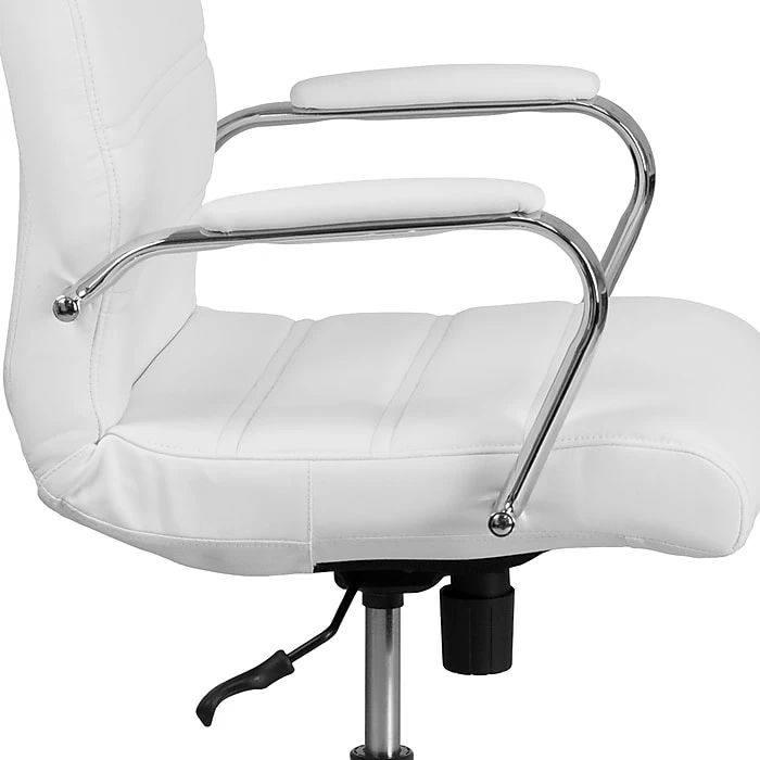 Flash Furniture Mid-Back Leather Executive Swivel Office Chair With Chrome Arms, White (GO-2286M-WH-GG) 11 Flash Furniture Mid-Back Leather Executive Swivel Office Chair With Chrome Arms, White (GO-2286M-WH-GG) - Image 9
