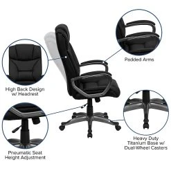 Flash Furniture High Back Leather Executive Office Swivel Chair With Titanium Nylon Loop Arms, Black -Cheap The Flex Chair Store unnamed file 2146