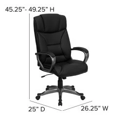 Flash Furniture High Back Leather Executive Office Swivel Chair With Titanium Nylon Loop Arms, Black -Cheap The Flex Chair Store unnamed file 2147