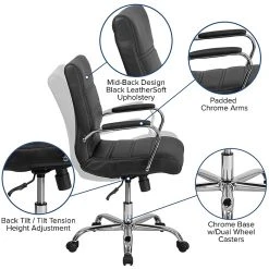 Flash Furniture Mid-Back Black Leather Executive Swivel Office Chair With Chrome Arms [GO-2286M-BK-GG] -Cheap The Flex Chair Store unnamed file 2155