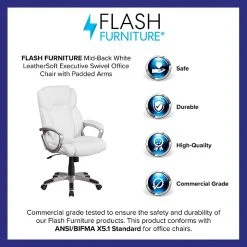 Flash Furniture Faux Leather Mid-Back Executive Office Chair, White (GO2236MWH) -Cheap The Flex Chair Store unnamed file 2202