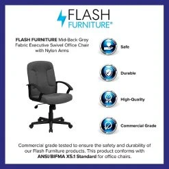 Flash Furniture Mid Back Fabric Task And Computer Chair, Gray -Cheap The Flex Chair Store unnamed file 228