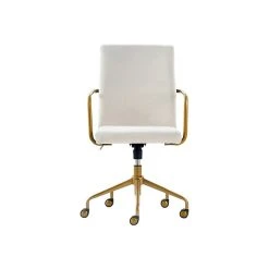 Elle Decor Giselle Fabric Computer And Desk Chair, Cream/Gold (CHR10058D)