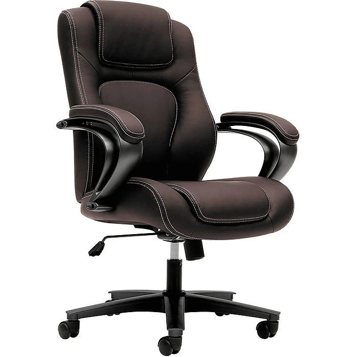 HON Vinyl High-Back Executive Chair, Center-Tilt, Fixed Arms, Brown (BSXVL402EN45) 4 HON Vinyl High-Back Executive Chair, Center-Tilt, Fixed Arms, Brown (BSXVL402EN45) - Image 2