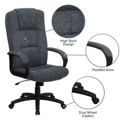 Flash Furniture High-Back Fabric Executive Chair, Fixed Arms, Gray -Cheap The Flex Chair Store unnamed file 2398