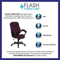 Flash Furniture High Back Micro Fiber Contemporary Office Chair, Grape -Cheap The Flex Chair Store unnamed file 2419