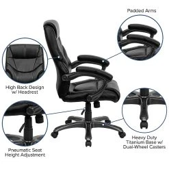 Flash Furniture 18 - 21.5''H High Back Leather Overstuffed Executive Office Chair, Black -Cheap The Flex Chair Store unnamed file 2427