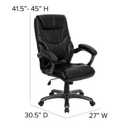 Flash Furniture 18 - 21.5''H High Back Leather Overstuffed Executive Office Chair, Black -Cheap The Flex Chair Store unnamed file 2428