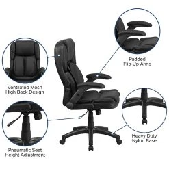 Flash Furniture Flash BT90275H Leather Extreme Comfort High Back Exec Swivel Office Chair W/Flip-Up Arms, Black -Cheap The Flex Chair Store unnamed file 2462