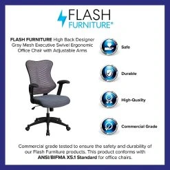 Flash Furniture Mesh/Fire-retardant Foam Executive Chair, Black/Designer Gray (BL-ZP-806-GY-GG) -Cheap The Flex Chair Store unnamed file 2468