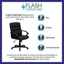 Flash Furniture Mid-Back Leather Office Chair, Black -Cheap The Flex Chair Store unnamed file 250