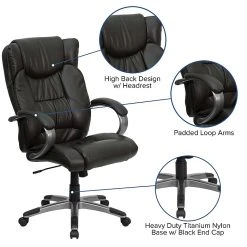 Flash Furniture High Back Leather Executive Office Chairs With Titanium Finish Loop Arms (BT9088BRN) -Cheap The Flex Chair Store unnamed file 2505