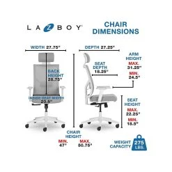 La-Z-Boy Joel Ergonomic Mesh Swivel Executive Chair, Gray/White (60065) -Cheap The Flex Chair Store unnamed file 2544