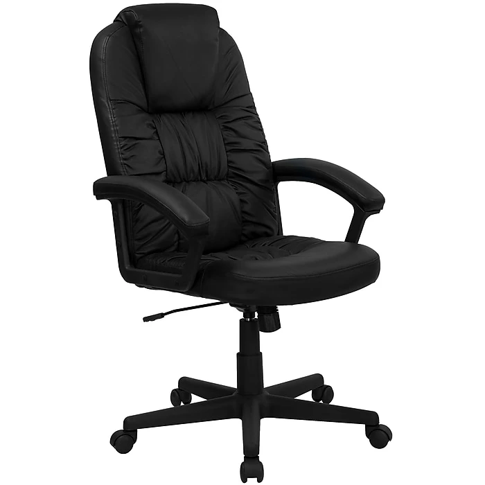 Flash Furniture High Back Leather Executive Swivel Office Chair, Black 3 Flash Furniture High Back Leather Executive Swivel Office Chair, Black