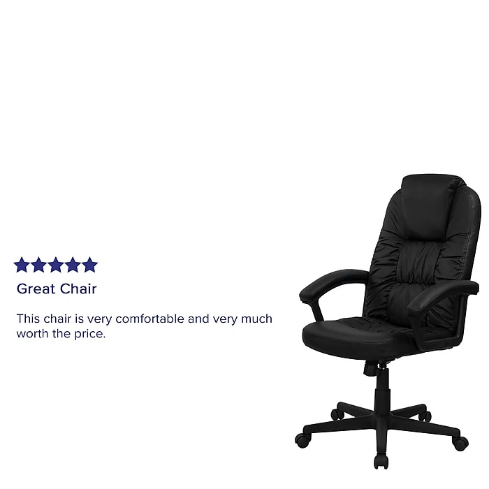 Flash Furniture High Back Leather Executive Swivel Office Chair, Black 7 Flash Furniture High Back Leather Executive Swivel Office Chair, Black - Image 5