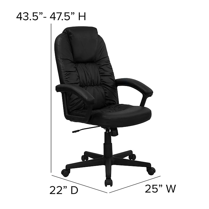 Flash Furniture High Back Leather Executive Swivel Office Chair, Black 9 Flash Furniture High Back Leather Executive Swivel Office Chair, Black - Image 7