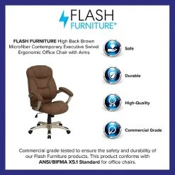 Flash Furniture High Back Micro Fiber Contemporary Office Chair, Brown -Cheap The Flex Chair Store unnamed file 2596