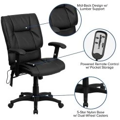 Flash Furniture Mid-Back Massaging Leather Executive Office Chair With T- Arms, Black -Cheap The Flex Chair Store unnamed file 2629