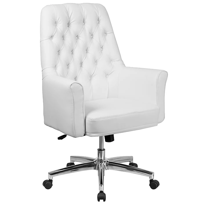 Flash Furniture Mid-Back Traditional Tufted Executive Swivel Chair With Arms (BT444MIDWH) 3 Flash Furniture Mid-Back Traditional Tufted Executive Swivel Chair With Arms (BT444MIDWH)
