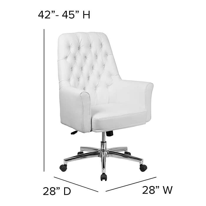 Flash Furniture Mid-Back Traditional Tufted Executive Swivel Chair With Arms (BT444MIDWH) 9 Flash Furniture Mid-Back Traditional Tufted Executive Swivel Chair With Arms (BT444MIDWH) - Image 7