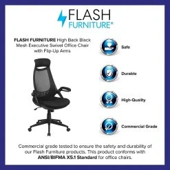 Flash Furniture High Back Mesh Executive Swivel Office Chair, Black With Flip-Up Arms (HL0018) -Cheap The Flex Chair Store unnamed file 2696
