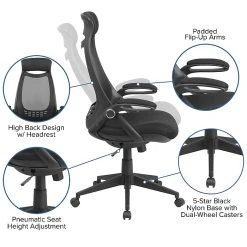 Flash Furniture High Back Mesh Executive Swivel Office Chair, Black With Flip-Up Arms (HL0018) -Cheap The Flex Chair Store unnamed file 2697
