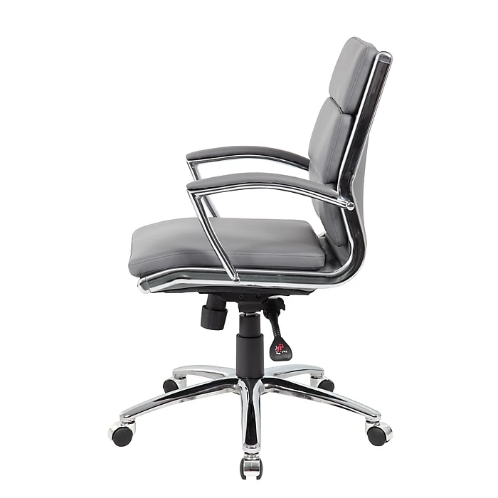 BOSS® Caresoft Plus Executive Series Mid Back Executive Chair With Metal Chrome Finish, Grey (B9476-GY) 4 BOSS® Caresoft Plus Executive Series Mid Back Executive Chair With Metal Chrome Finish, Grey (B9476-GY) - Image 2