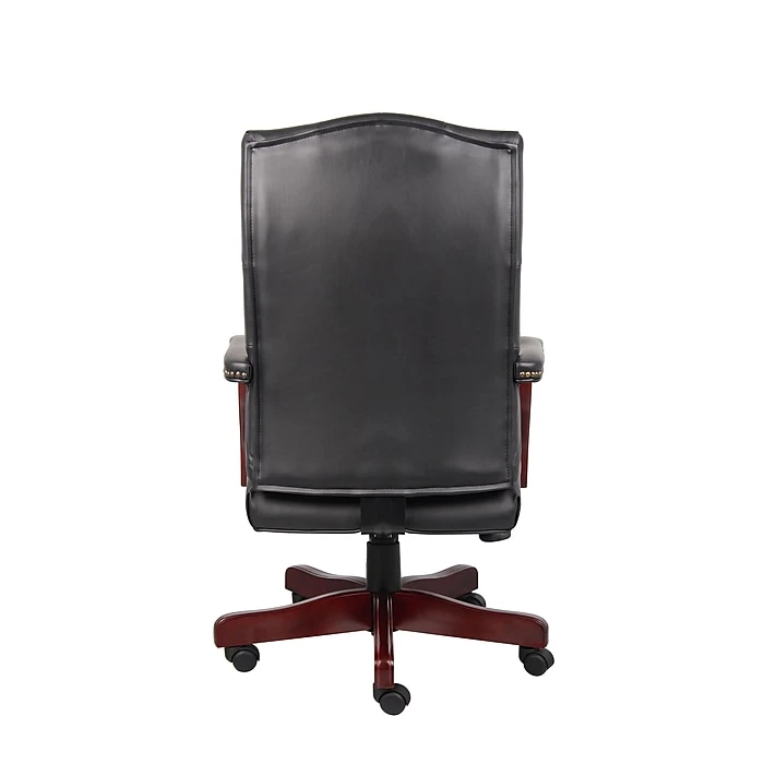 Boss Classic Executive Black Vinyl Chair With Mahogany Finish Frame 8 Boss Classic Executive Black Vinyl Chair With Mahogany Finish Frame - Image 6