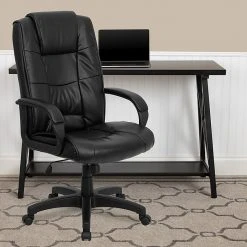 Flash Furniture High Back Leather Swivel Executive Office Chair With Padded Arms, Black -Cheap The Flex Chair Store unnamed file 2747