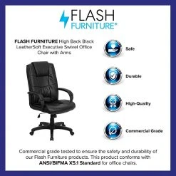 Flash Furniture High Back Leather Swivel Executive Office Chair With Padded Arms, Black -Cheap The Flex Chair Store unnamed file 2749