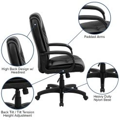 Flash Furniture High Back Leather Swivel Executive Office Chair With Padded Arms, Black -Cheap The Flex Chair Store unnamed file 2750
