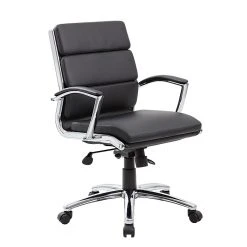 Boss CaresoftPlus Executive Series High Back Executive Chair With Metal Chrome Finish, Black (B9476-BK)