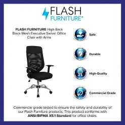 Flash Furniture High Back Mesh Office Chair With Mesh Fabric Seat, Black -Cheap The Flex Chair Store unnamed file 2805
