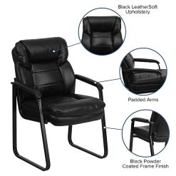 Flash Furniture Leather Mid Back Executive Side Chair With Sled Base, Black -Cheap The Flex Chair Store unnamed file 2832
