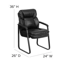 Flash Furniture Leather Mid Back Executive Side Chair With Sled Base, Black -Cheap The Flex Chair Store unnamed file 2833