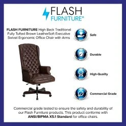 Flash Furniture Leathersoft Traditional Executive Chair, Brown (CI360BRN) -Cheap The Flex Chair Store unnamed file 2857
