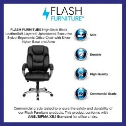 Flash Furniture High Back Leather Executive Office Chair With Double Padded Seat, Black -Cheap The Flex Chair Store unnamed file 2879