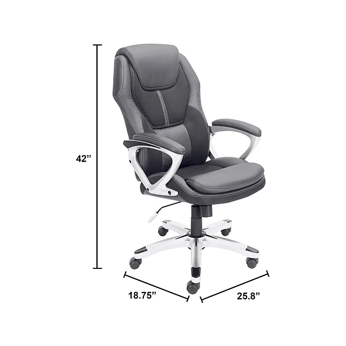 Serta Amplify Ergonomic Faux Leather Swivel Executive Chair, Light Gray (43673C) 8 Serta Amplify Ergonomic Faux Leather Swivel Executive Chair, Light Gray (43673C) - Image 6